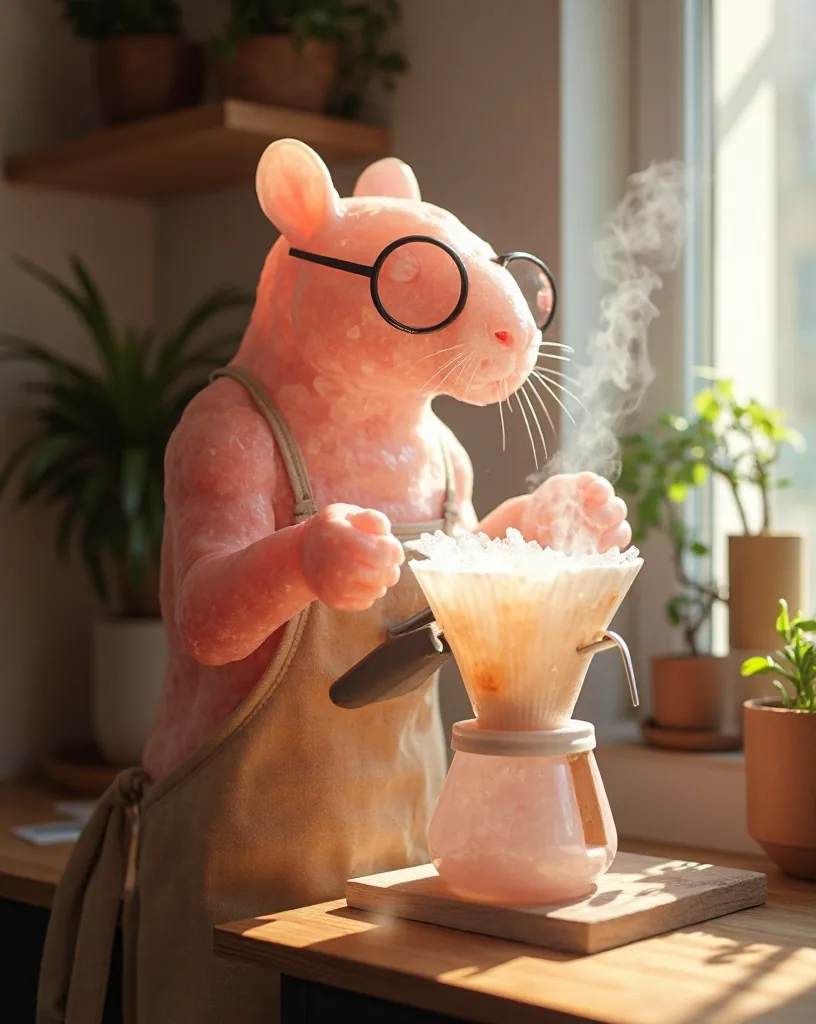 Gemma — A capivara de quartzo rosa, barista existencial