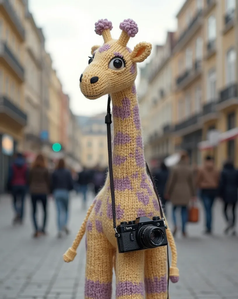 Penélope — A girafa de lã tricotada e fotografia analógica
